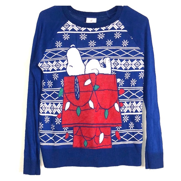 Peanuts Sweaters - Blue Snoopy ugly Xmas sweater
